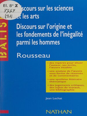 cover image of Discours sur les sciences et les arts. Discours sur l'origine et les fondements de l'inégalité parmi les hommes